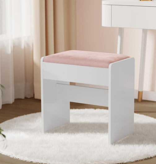 Velvet Cushioned Vanity Stool (Luxe Home Style)