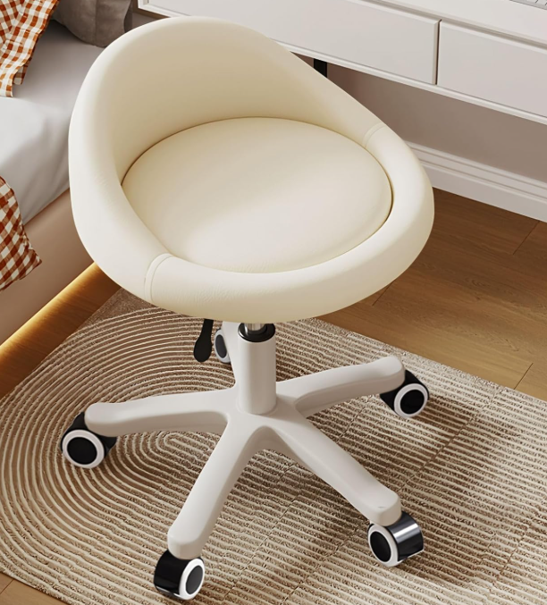Swivel Vanity Stool With Adjustable Height And Silent Casters